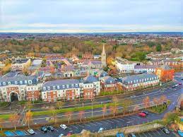 An expert aerial view of a city in Ireland.